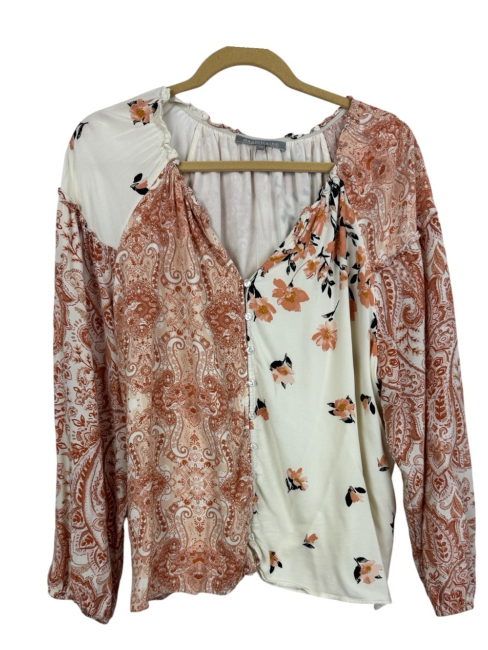 Daniel Rainn Paisley Floral Peasant Blouse XXL